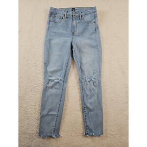 Gap True Skinny Jeans Women's Size 29 Distressed Raw Hem Light Wash Blue‎ Denim